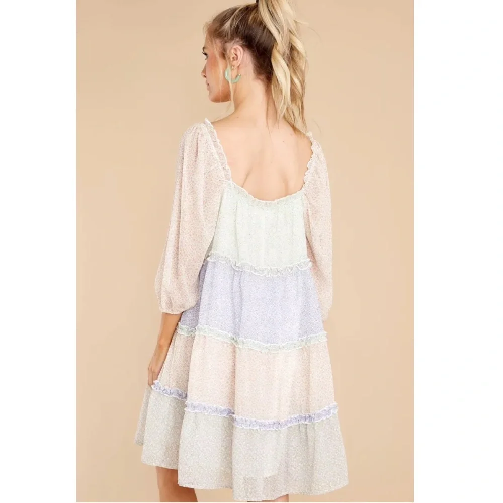 Storia Babydoll‎ Dress NWT Color Block Dress Boutique Size L H14